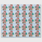 Papier Cadeau Chien de taureau anglais dans la neige Maison de C (Plat)