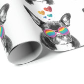 Papier Cadeau Chien de taureau avec Coeurs Saint-Valentin (Coin rond)