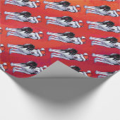 Papier Cadeau Chien de traîneau dans le casquette de Père Noël (Coin)