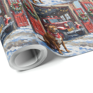 Papier Cadeau Chien de type Pit Bull à la caserne de pompiers po