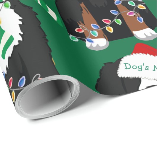 Papier Cadeau Chien de vacances de Noël Bernese Mountain (Coin rond)