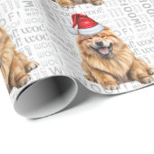 Papier Cadeau Chien de vacances Noël Père Noël Chow Chow (Coin rond)