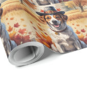 Papier Cadeau Chien D'Eau Portugais En Automne Quitte Thanksgivi (Coin rond)