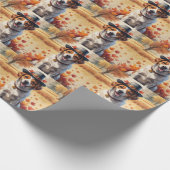 Papier Cadeau Chien D'Eau Portugais En Automne Quitte Thanksgivi (Coin)