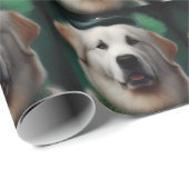 Papier Cadeau Chien des Pyrénées dans la robe de la Saint Patric (Coin rond)