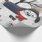 Papier Cadeau Chien d'hiver et arbres Joyeuses vacances Noël (Coin)