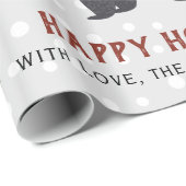 Papier Cadeau Chien d'hiver et arbres Joyeuses vacances Noël (Coin rond)