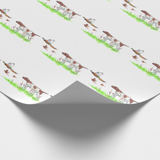 Papier Cadeau Chien d'oiseaux et faisans (Coin)