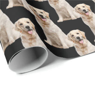 Papier Cadeau Chien d'or sur noir