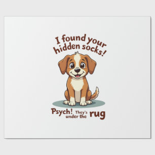 Papier Cadeau Chien Drôle Chaussettes Cachées Citation Vintage D