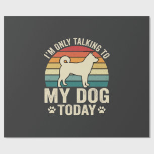Papier Cadeau Chien Drôle Parlant Rétro Coucher de Soleil