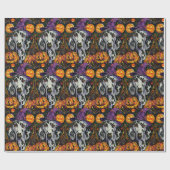 Papier Cadeau Chien éffrayant Dalmatien Halloween sorcière et Ci (Plat)