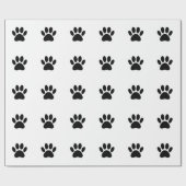 Papier Cadeau Chien Empreinte de patte Art noir et blanc (Plat)