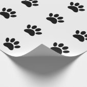 Papier Cadeau Chien Empreinte de patte Art noir et blanc (Coin)