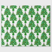 Papier Cadeau Chien Empreinte de patte Green Christmas Tree avec (Plat)