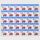 Papier Cadeau Chien en caricature en Wagon rouge (Plat)