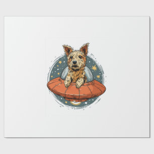 Papier Cadeau Chien enlevé � Pup en faisceau UFO