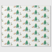 Papier Cadeau Chien et canard avec arbre de Noël (Plat)