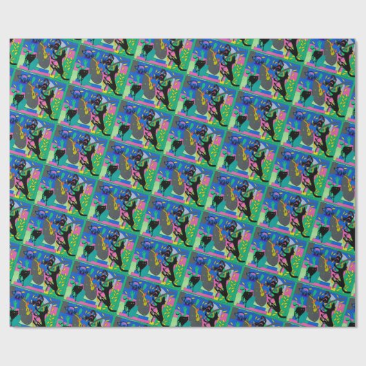 Papier Cadeau Chien et chat, (Plat)