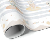 Papier Cadeau Chien et Chat de Surf Mignon (Coin rond)