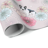 Papier Cadeau Chien et fleurs (Coin rond)