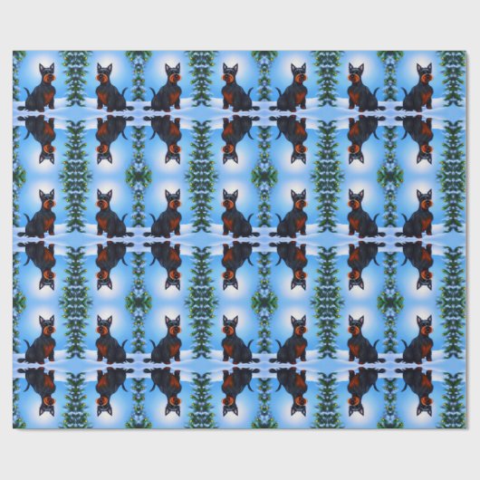 Papier Cadeau Chien Festif écossais Terrier (Plat)