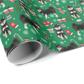 Papier Cadeau Chien finlandais de noël de Lapphund (Coin rond)