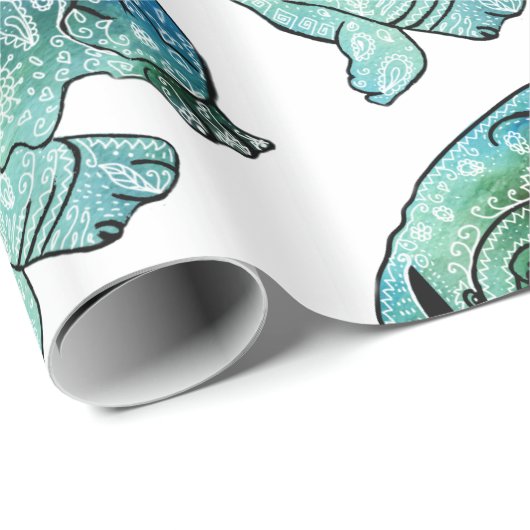 Papier Cadeau Chien Français Bulldog Papier à envelopper brillan (Coin rond)