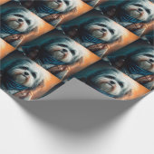 Papier Cadeau Chien Havanais en vélo peinture numérique (Coin)