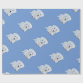 Papier Cadeau Chien heureux de blanc de chiot de bébé mignon (Plat)