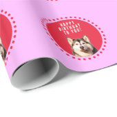 Papier Cadeau Chien Husky Sibérien mignon qui souhaite un joyeux (Coin rond)