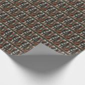 Papier Cadeau Chien japonais avec cadeau de Noël cheminée (Coin)