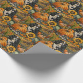 Papier Cadeau Chien japonais Chin Automne Moisson Thankesgiving (Coin)