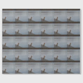 Papier Cadeau Chien jaune sur quai (Plat)