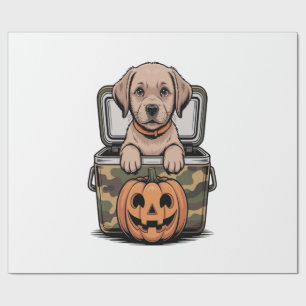 Papier Cadeau Chien Labrador Brun Halloween Effrayant
