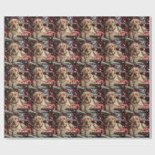 Papier Cadeau Chien Labrador Fête de Noël (Plat)