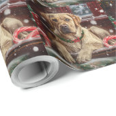 Papier Cadeau Chien Labrador Fête de Noël (Coin rond)