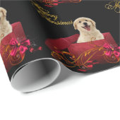 Papier Cadeau Chien Labrador jaune Noël (Coin rond)