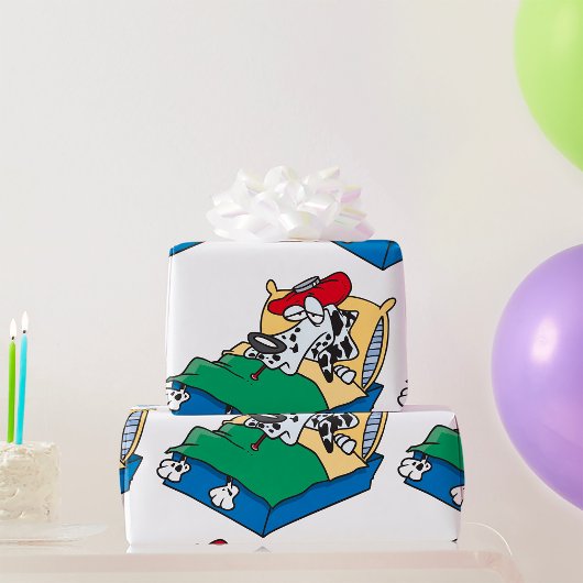 Papier Cadeau Chien Malade Dans Le Lit