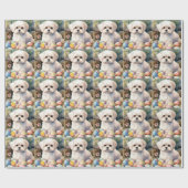Papier Cadeau Chien maltais avec oeufs de Pâques vacances (Plat)