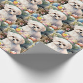 Papier Cadeau Chien maltais avec oeufs de Pâques vacances (Coin)