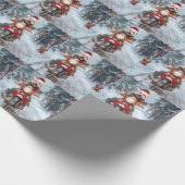 Papier Cadeau Chien maltais équitation moto Noël (Coin)