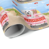 Papier Cadeau Chien maltais Saint Valentin Camion (Coin rond)