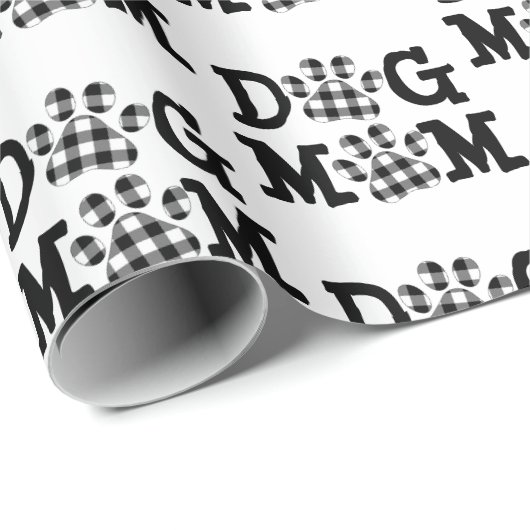 Papier Cadeau Chien Maman Buffalo Plaid Chien Prints (Coin rond)
