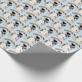 Papier Cadeau chien mignon avec arc bleu (Coin)