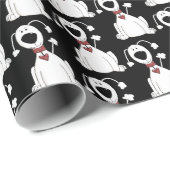 Papier Cadeau chien mignon avec coeur rouge (Coin rond)