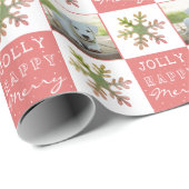 Papier Cadeau Chien mignon Chiot animal de compagnie photo Pink  (Coin rond)