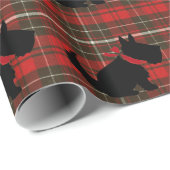 Papier Cadeau Chien mignon de Scotty sur le tartan rouge de (Coin rond)