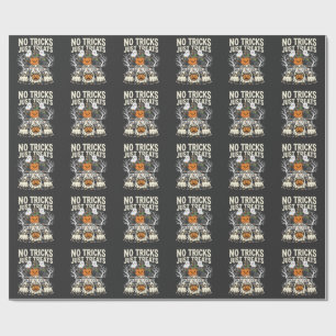 Papier Cadeau Chien Mignon Halloween Pas de Farces Rien que des