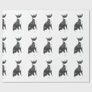 Papier Cadeau Chien noir et blanc de pitbull de motif à la mode